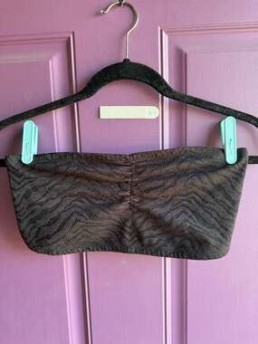 Y2k Decree Black Zebra Print Ruched Strapless Tube Top Size M W165